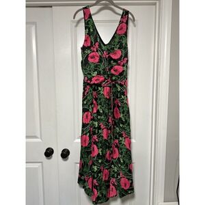 Anthropologie, Maeve Ruched Midi Dress Sleeveless Floral, size 10